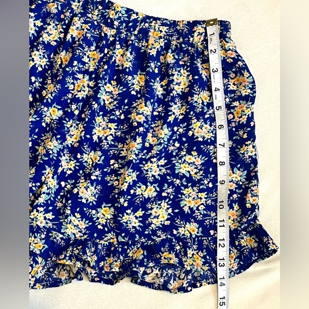 American Eagle Outfitters Blue Floral Elastic Waist Ruffle Shorts Size Small - Picture 9 of 16